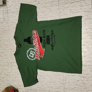 Red Stripe Jamaican Beer Green Spellout Logo T Shirt